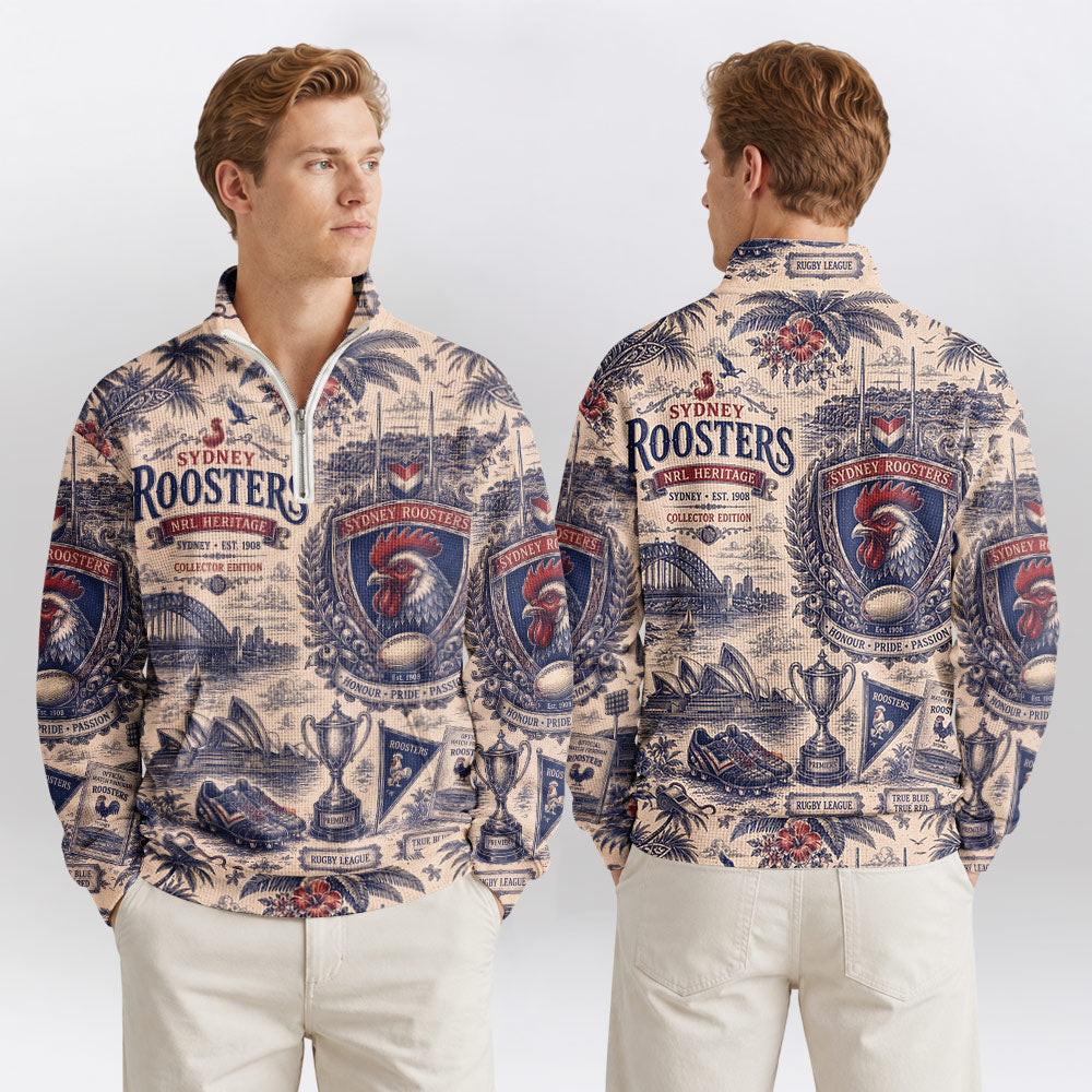 Sydney Roosters Quarterzip Waffle Sweatshirt