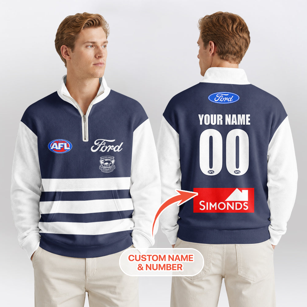 Geelong Football Quarterzip Waffle Sweatshirt
