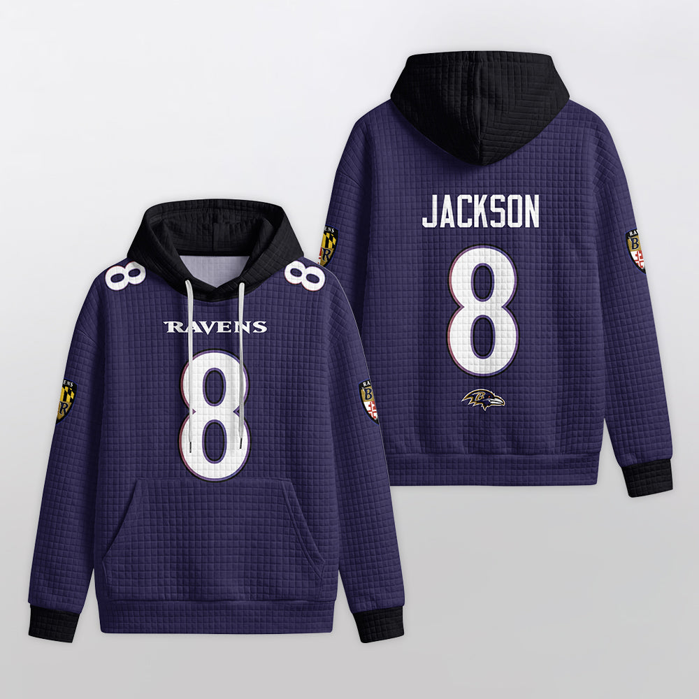 Baltimore R. Rivalries Lamar Jackson 8 Football Waffle Hoodie