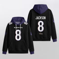 Baltimore R. Rivalries Lamar Jackson 8 Football Waffle Hoodie