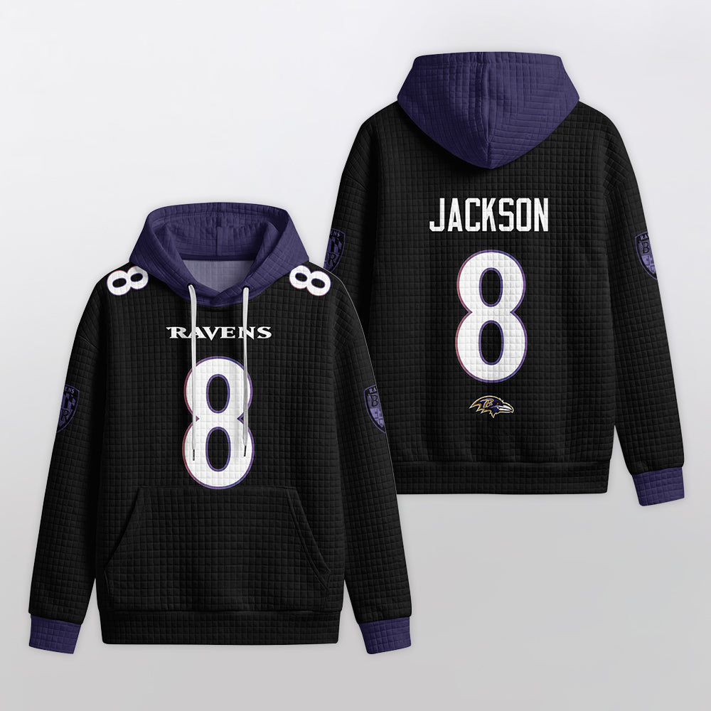 Baltimore R. Rivalries Lamar Jackson 8 Football Waffle Hoodie