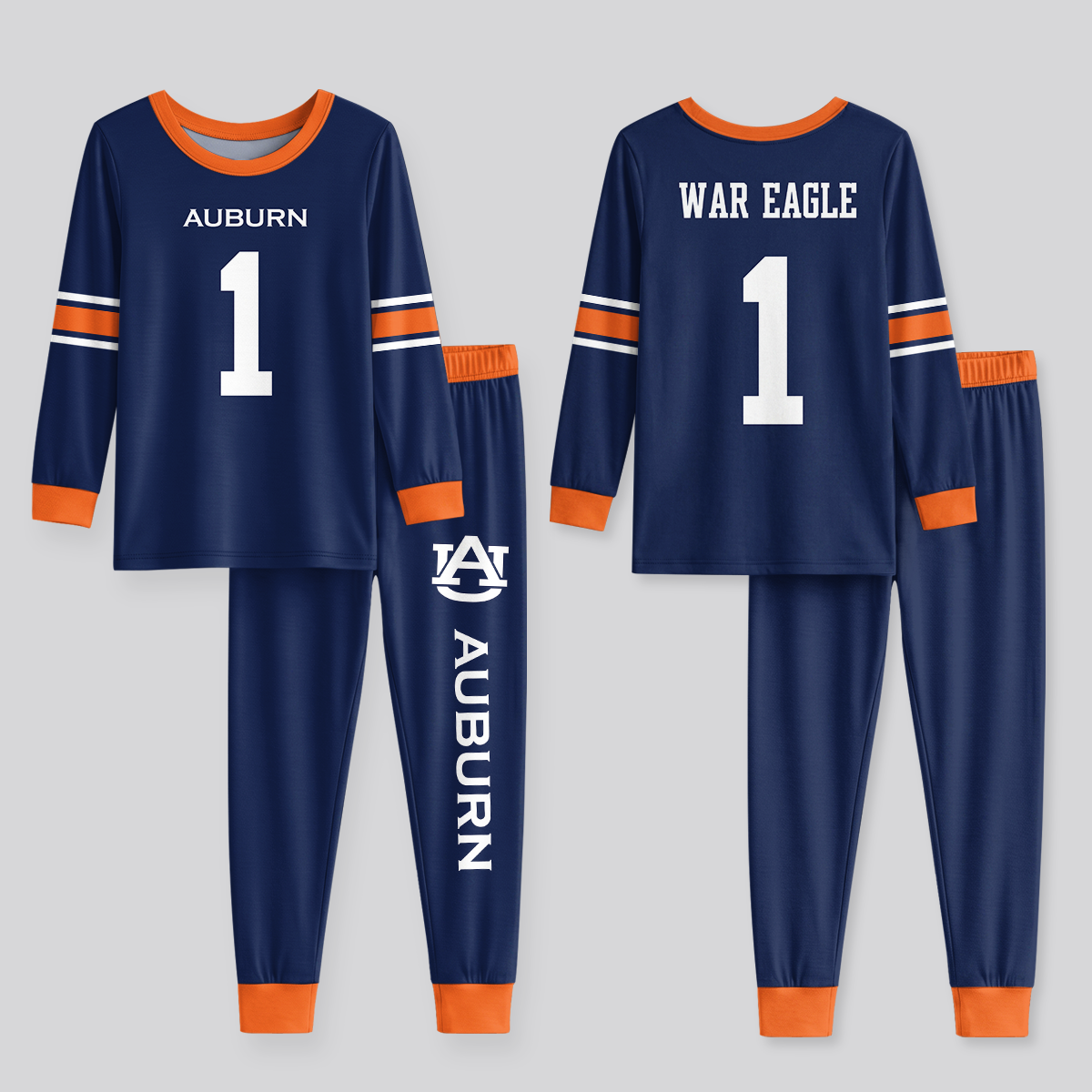 Auburn Tigers Football!! Inspired Bamboo Two Piece Long Sleeve Pajama Set