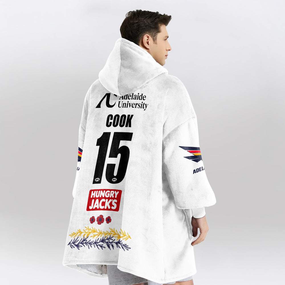 Adelaide Football 2026 White Cook 15 Blanket Hoodie