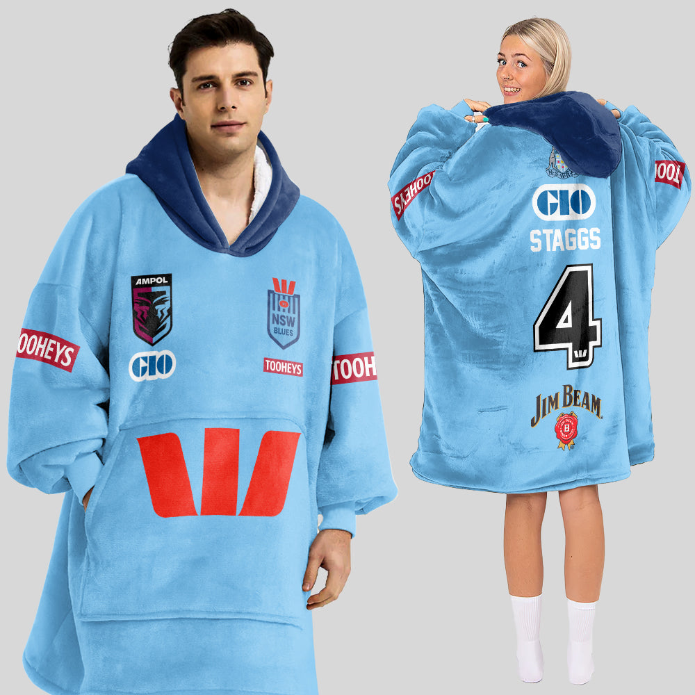 NSW Blues Rugby Blanket Hoodie
