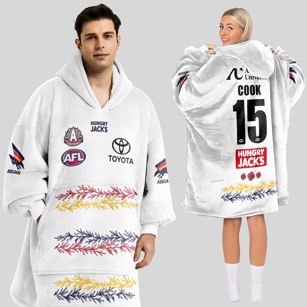 Adelaide Football 2026 White Cook 15 Blanket Hoodie