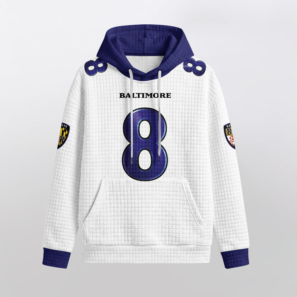 Baltimore R. Rivalries Lamar Jackson 8 Football Waffle Hoodie