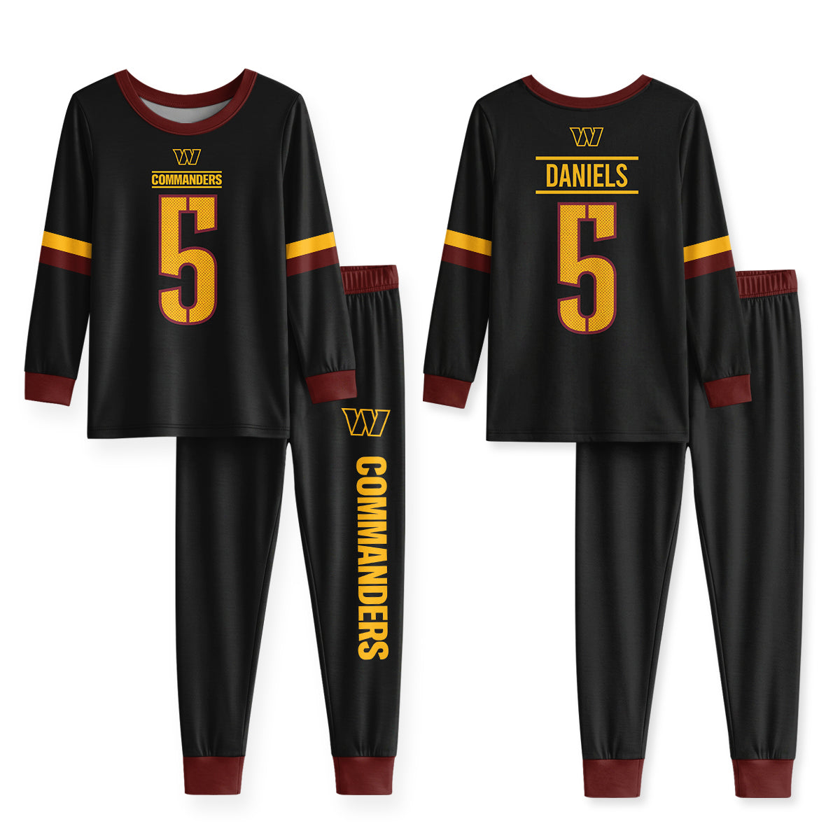 Commanders Football JD 5! Inspired Bamboo Two Piece Long Sleeve Pajama Set