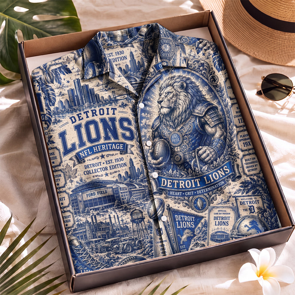 Detroit Lions Football Hawaiian Shirt – Retro Inspired Shirt