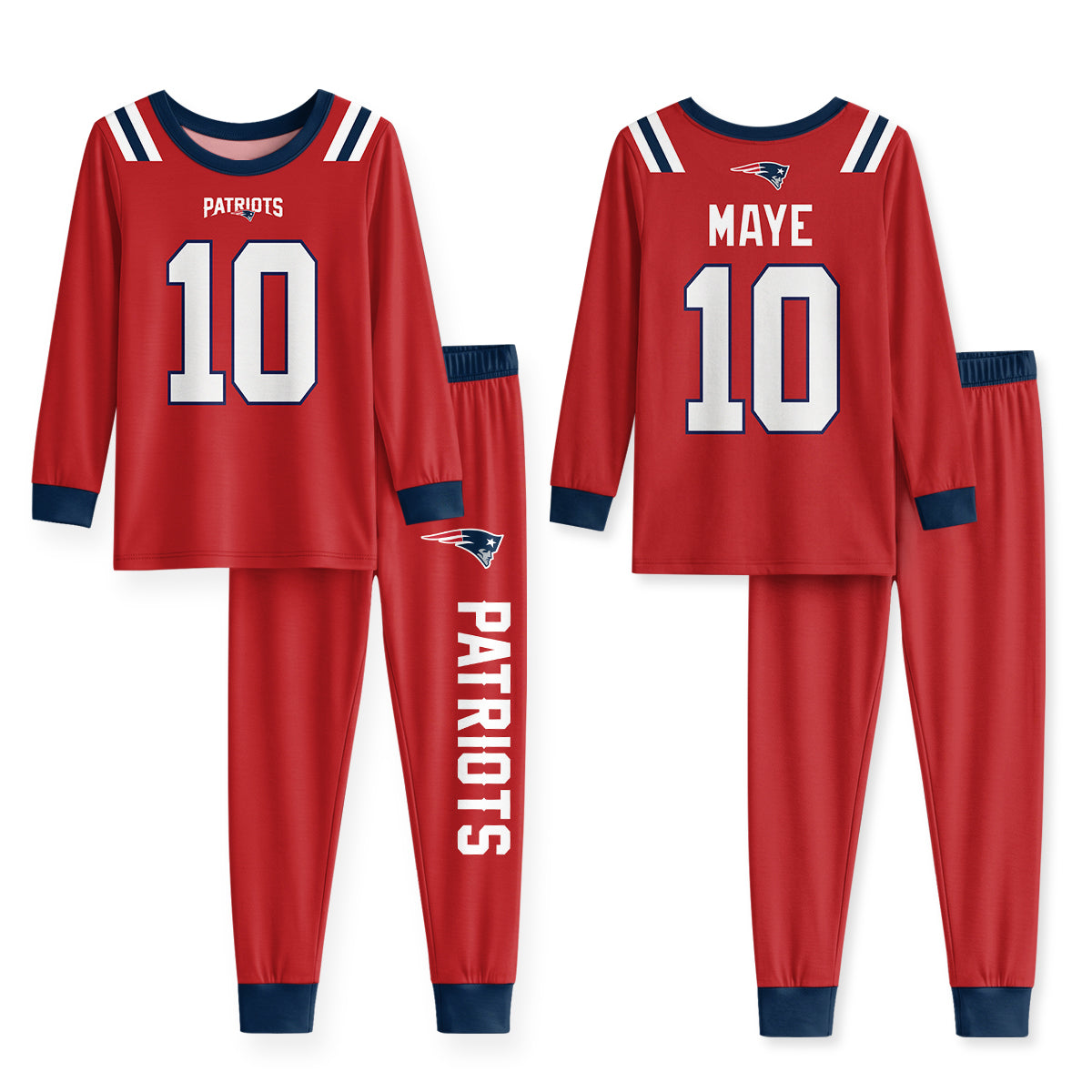 Patriots Football Maye 10! Inspired Bamboo Two Piece Long Sleeve Pajama Set