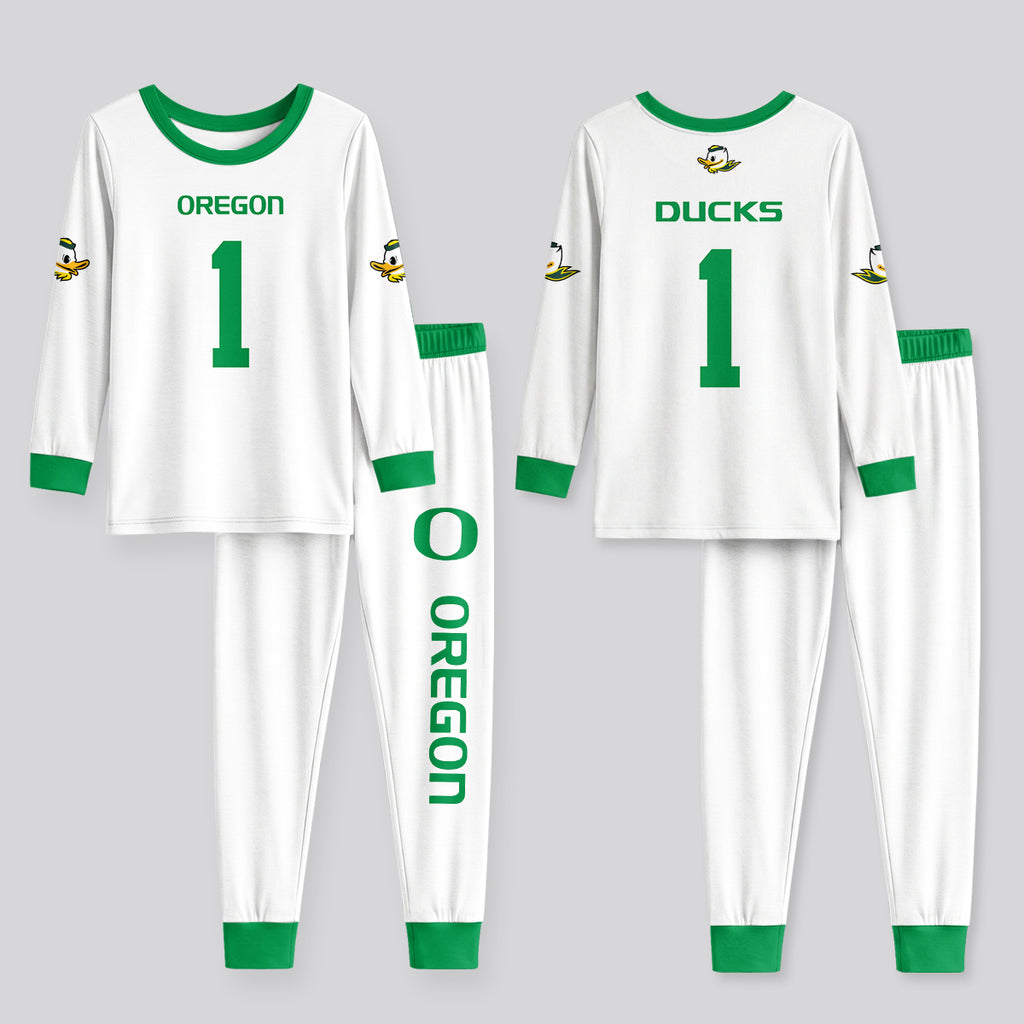 Oregon Ducks Football! Inspired Bamboo Two Piece Long Sleeve Pajama Set