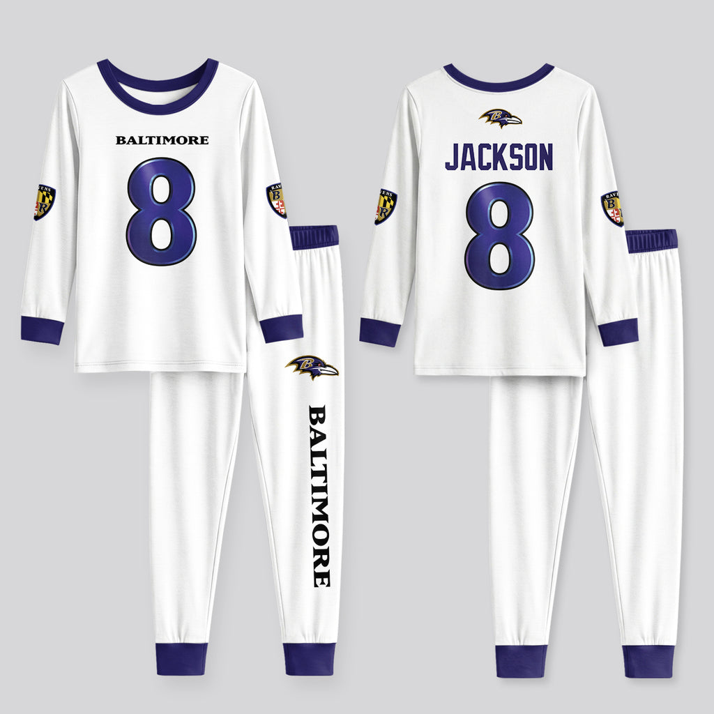 Baltimore RV Football JS 8! Inspired Bamboo Two Piece Long Sleeve Pajama Set