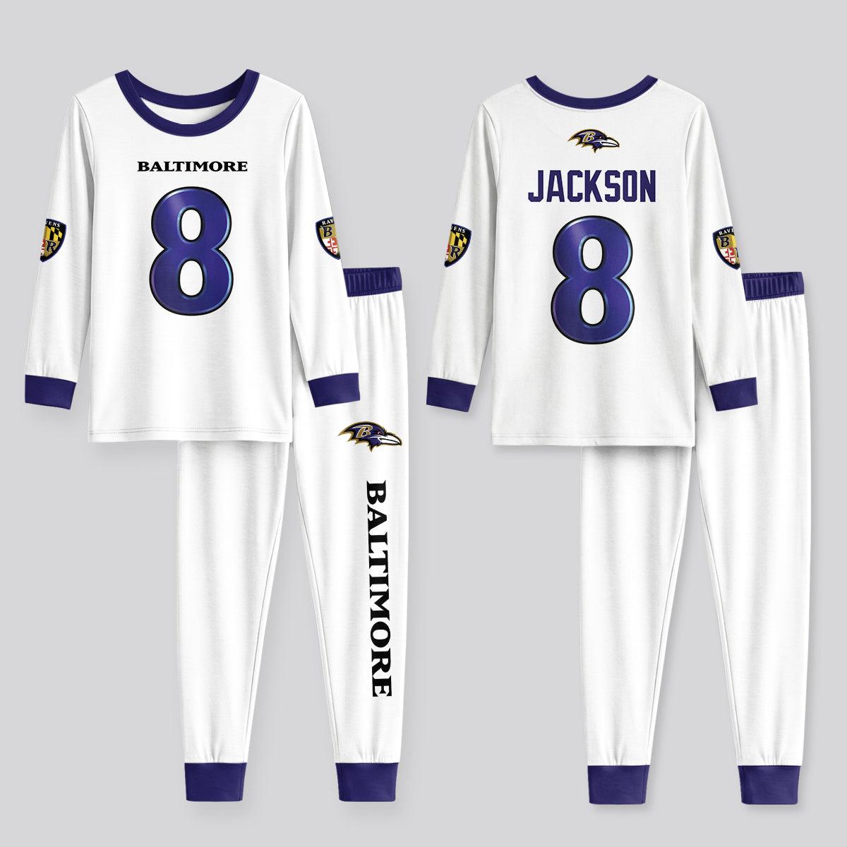Baltimore RV Football JS 8! Inspired Bamboo Two Piece Long Sleeve Pajama Set
