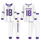 Vikings Football Jefferson 18! Inspired Bamboo Two Piece Long Sleeve Pajama Set