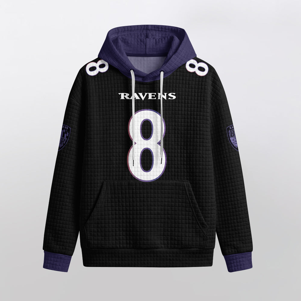 Baltimore R. Rivalries Lamar Jackson 8 Football Waffle Hoodie