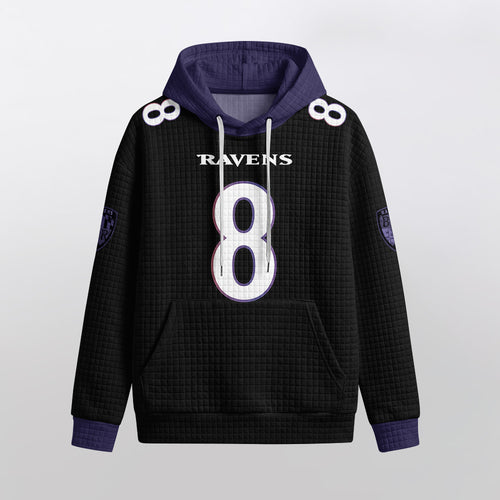 Baltimore R. Rivalries Lamar Jackson 8 Football Waffle Hoodie