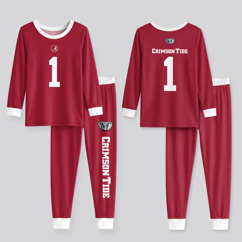 Alabama C.T. Football! Inspired Bamboo Two Piece Long Sleeve Pajama Set For Kid