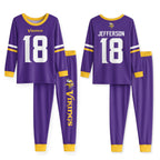 Vikings Football Jefferson 18! Inspired Bamboo Two Piece Long Sleeve Pajama Set