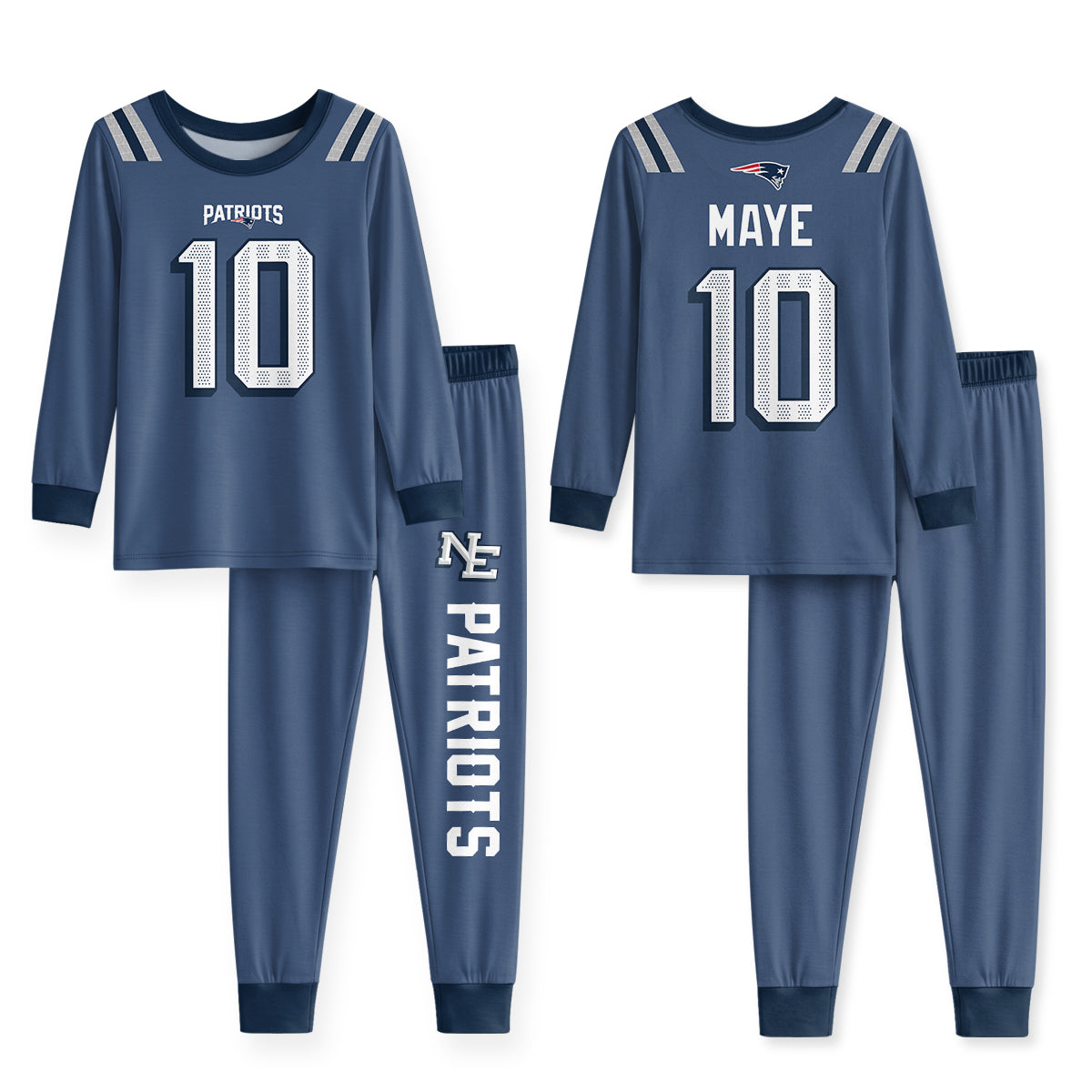 Patriots Football Maye 10! Inspired Bamboo Two Piece Long Sleeve Pajama Set