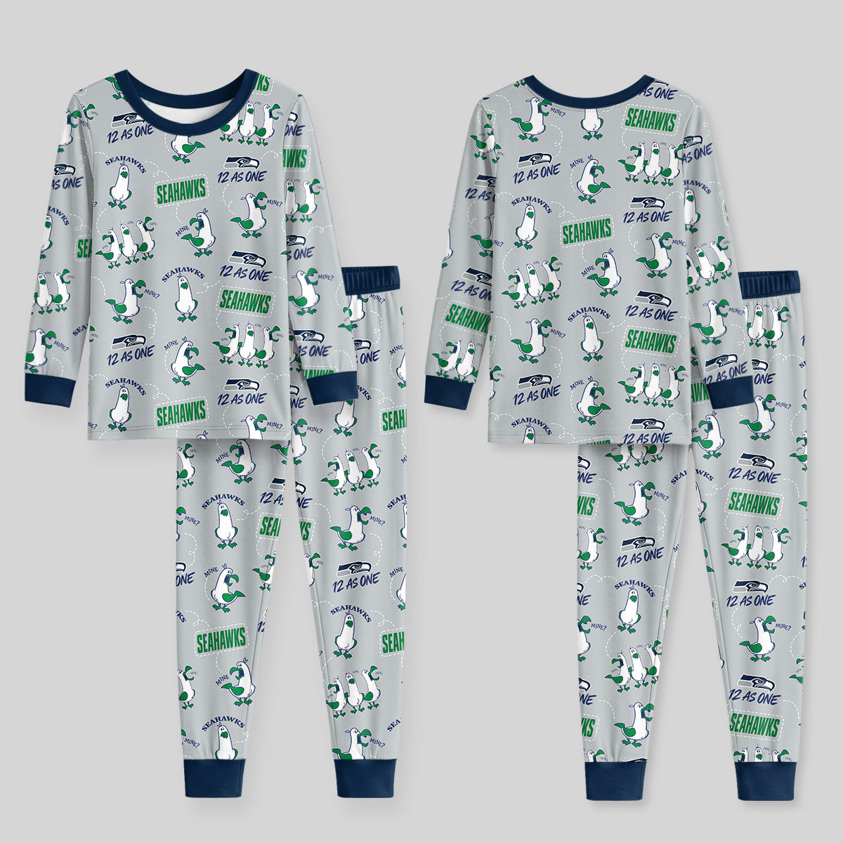 Seahawks Football x Seagulls Inspired Bamboo Two Piece Long Sleeve Pajama Set
