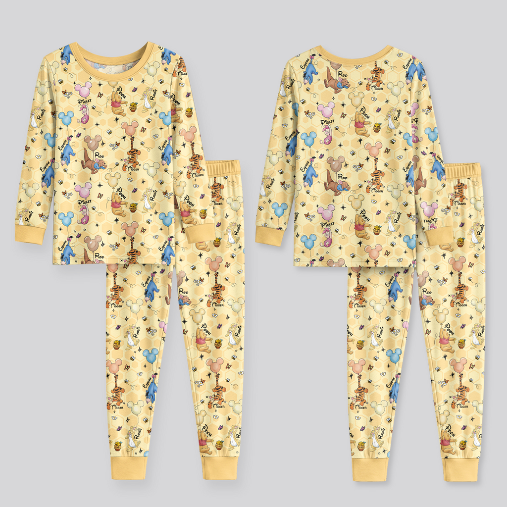 Baloons Bear and Friends Bamboo Two Piece Long Sleeve Pajama Set