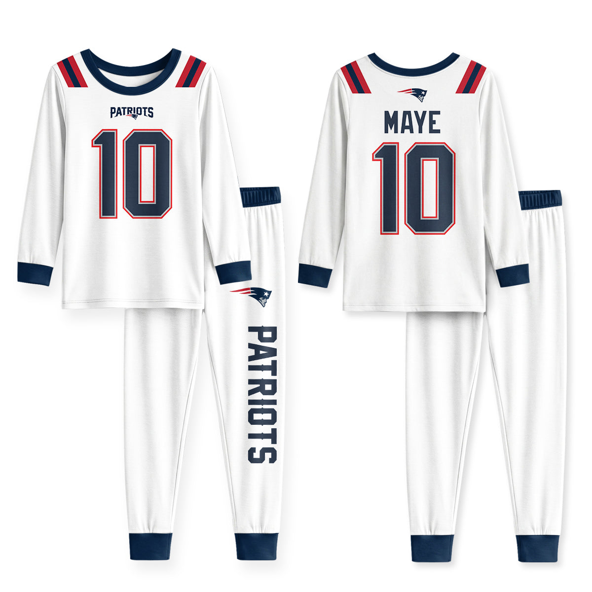 Patriots Football Maye 10! Inspired Bamboo Two Piece Long Sleeve Pajama Set