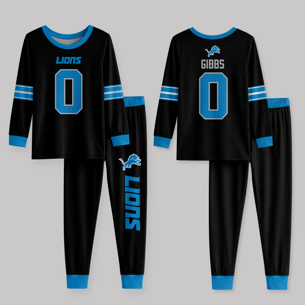 Detroit L. Football JG 0! Inspired Bamboo Two Piece Long Sleeve Pajama Set
