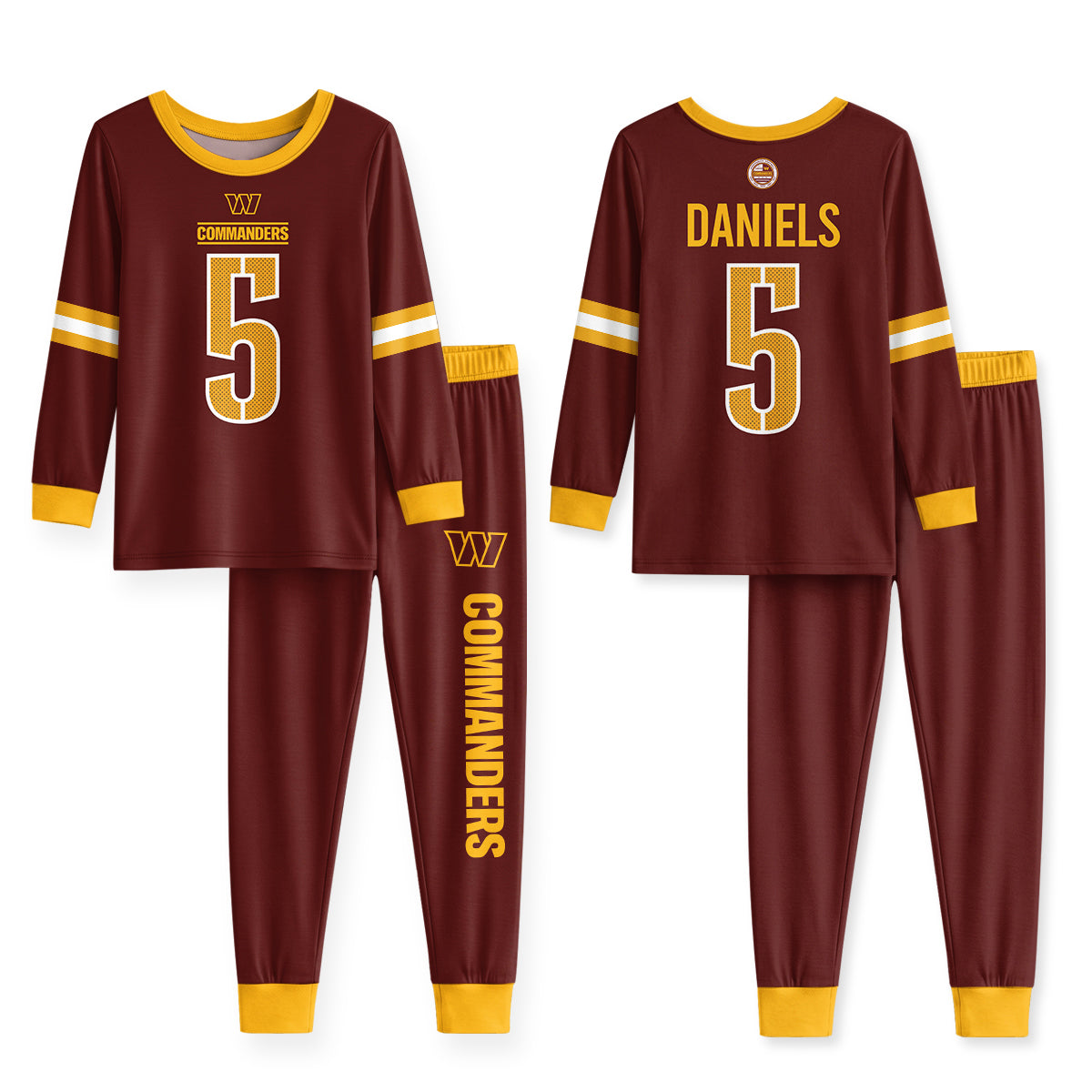 Commanders Football JD 5! Inspired Bamboo Two Piece Long Sleeve Pajama Set