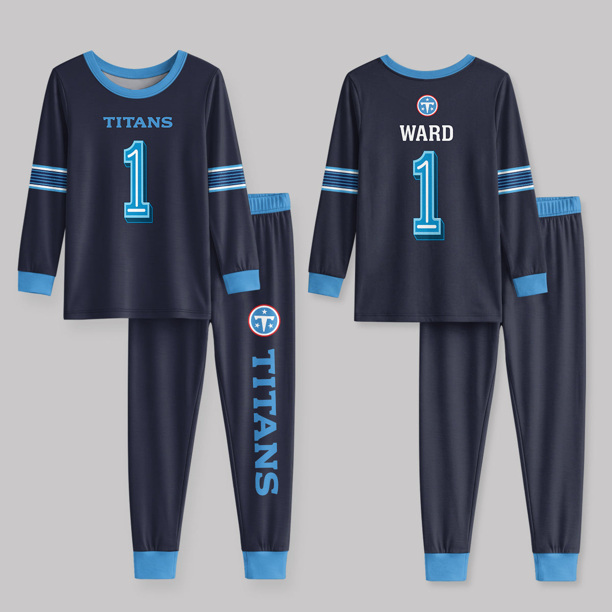 Tennessee Titans Football!! Inspired Bamboo Two Piece Long Sleeve Pajama Set