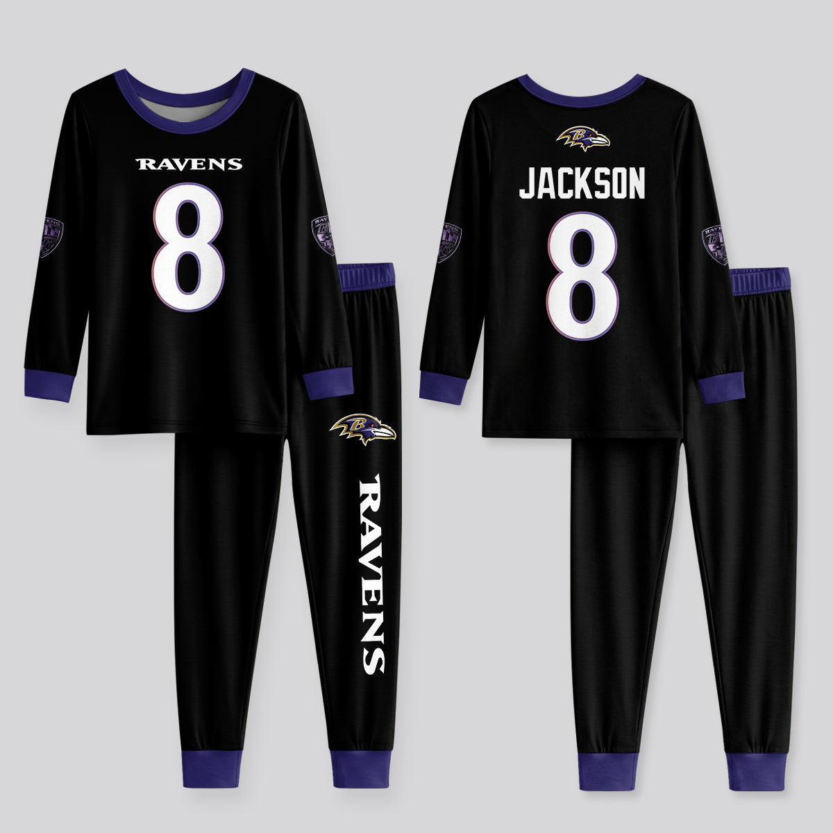 Baltimore RV Football JS 8! Inspired Bamboo Two Piece Long Sleeve Pajama Set