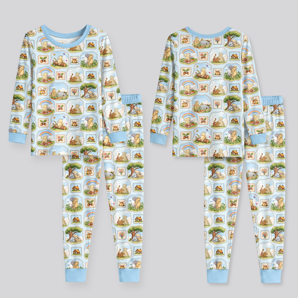 Silly Bear and Friends Bamboo Two Piece Long Sleeve Pajama Set