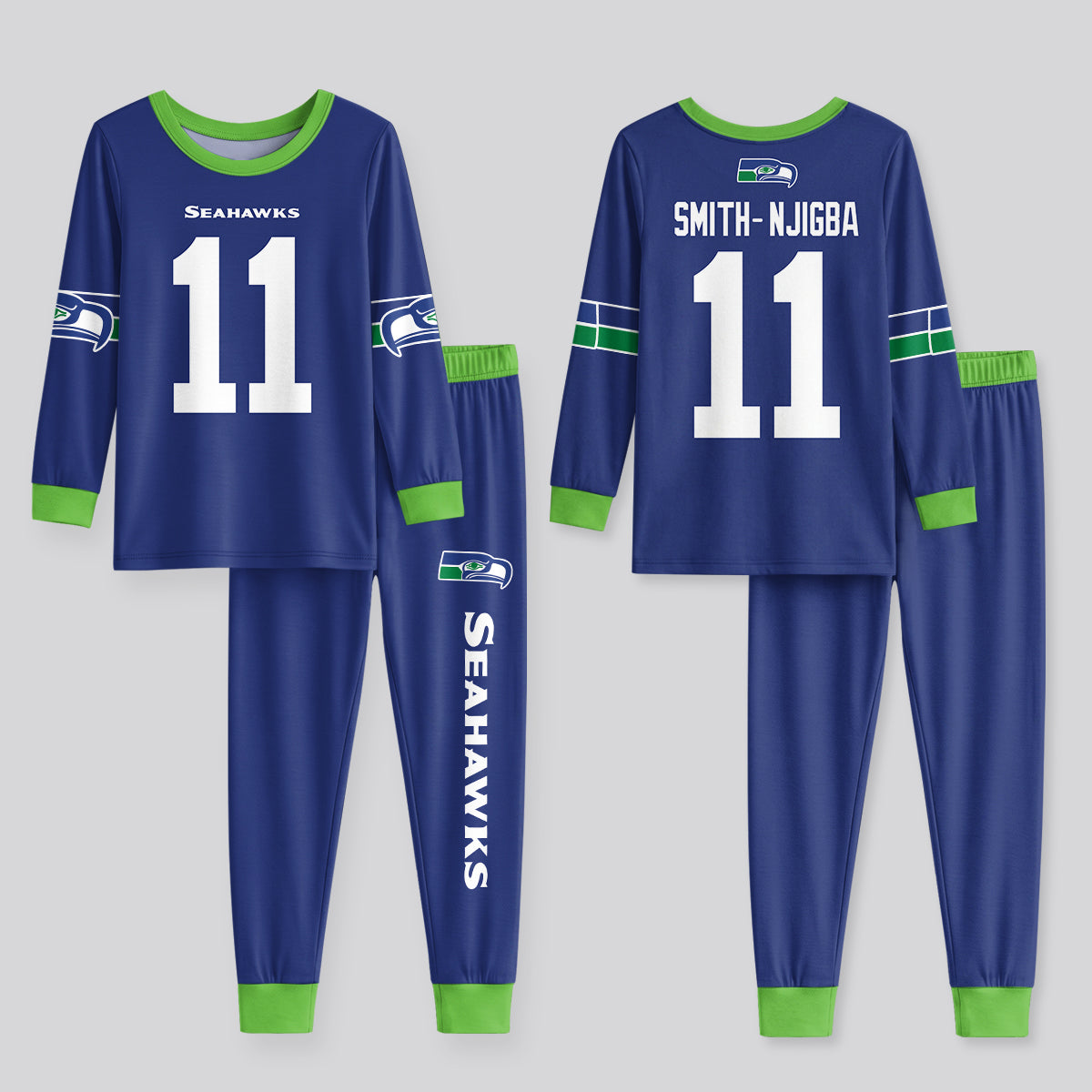 Seahawks Football Inspired Bamboo Two Piece Long Sleeve Pajama Set