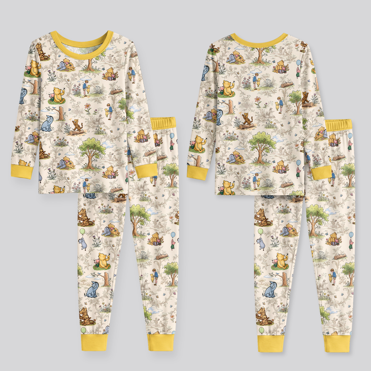 Silly Bear and Friends Bamboo Two Piece Long Sleeve Pajama Set