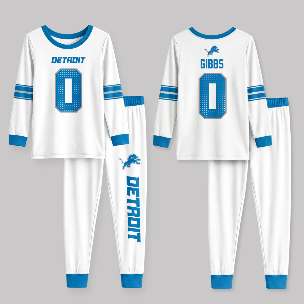 Detroit L. Football JG 0! Inspired Bamboo Two Piece Long Sleeve Pajama Set
