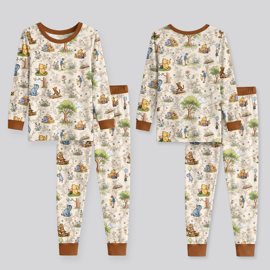 Silly Bear and Friends Bamboo Two Piece Long Sleeve Pajama Set