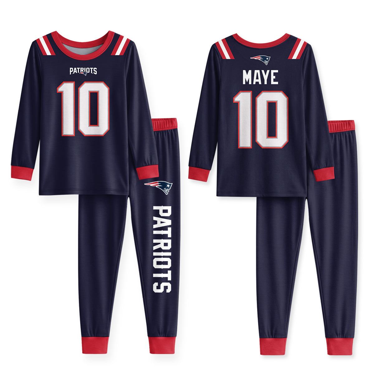 Patriots Football Maye 10! Inspired Bamboo Two Piece Long Sleeve Pajama Set