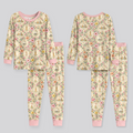 Floral Silly Bear and Friends Bamboo Two Piece Long Sleeve Pajama Set