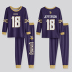 Vikings Football Jefferson 18! Inspired Bamboo Two Piece Long Sleeve Pajama Set