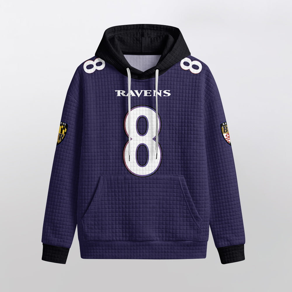 Baltimore R. Rivalries Lamar Jackson 8 Football Waffle Hoodie