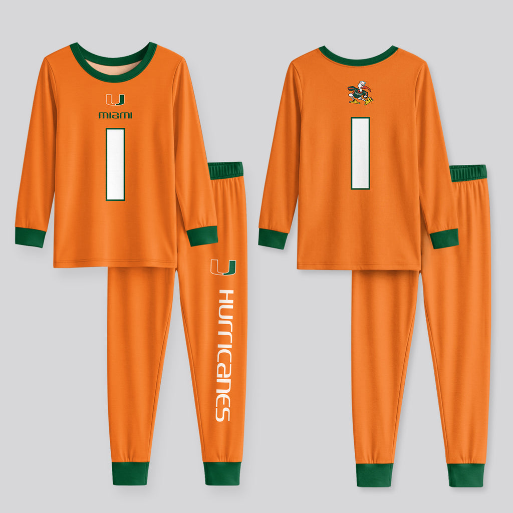 Miami Hurricanes Football!! Inspired Bamboo Two Piece Long Sleeve Pajama Set