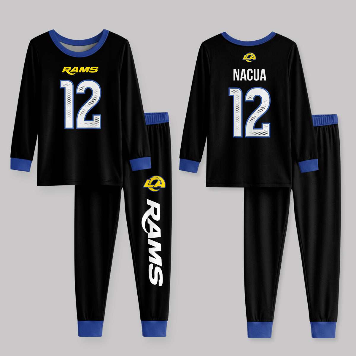 LA Rams Football!! Inspired Bamboo Two Piece Long Sleeve Pajama Set