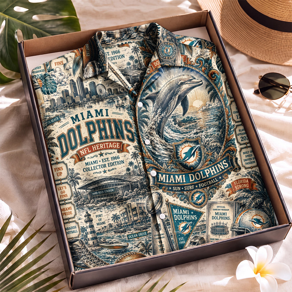 Miami Dolphins Football Hawaiian Shirt – Retro Inspired Shirt