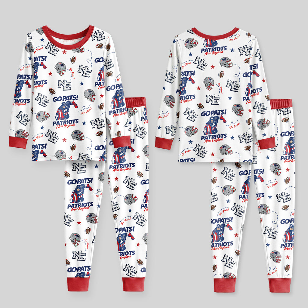 Patriots Football x Captain Inspired Bamboo Two Piece Long Sleeve Pajama Set
