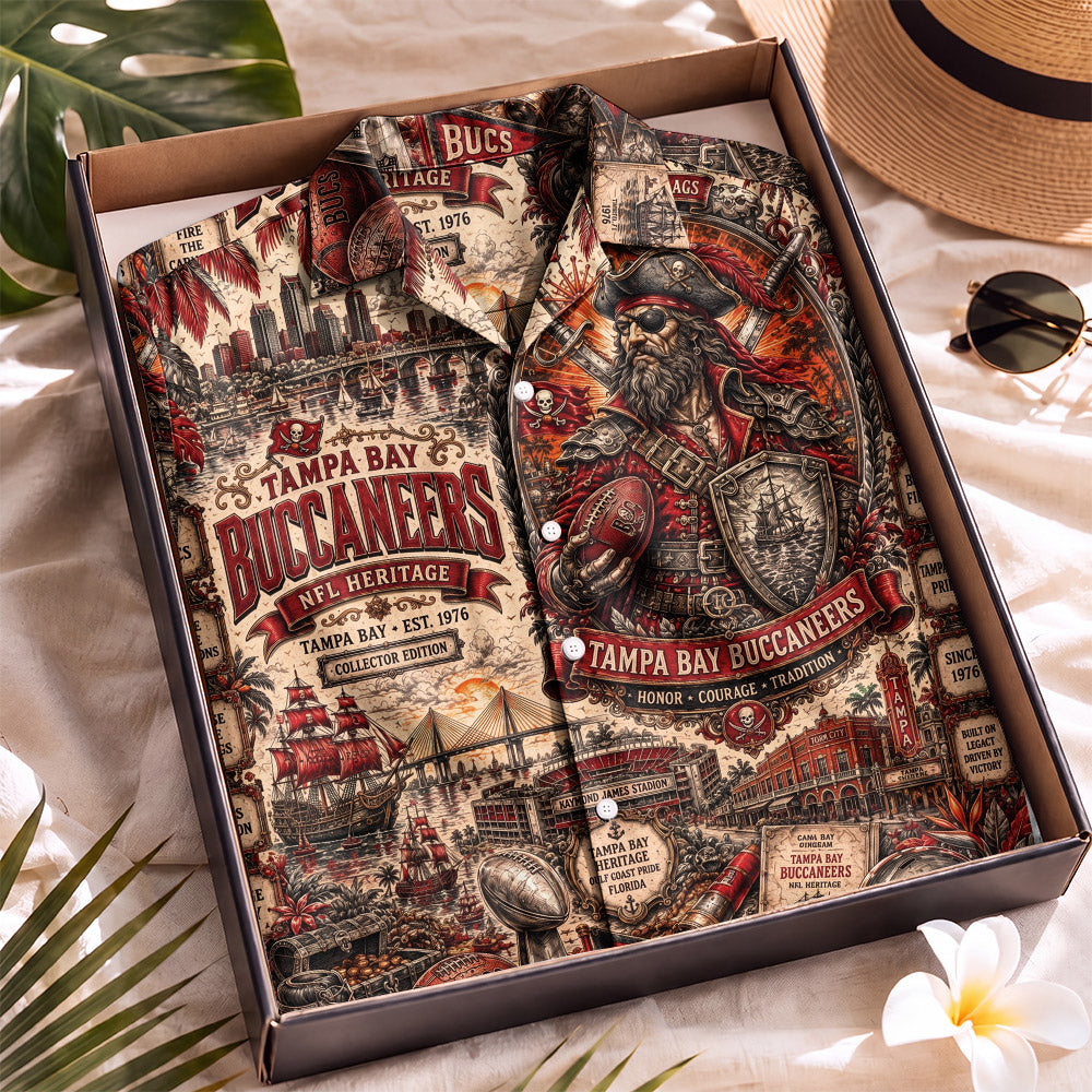Tampa Bay Buccaneers Football Hawaiian Shirt – Retro Inspired Shirt