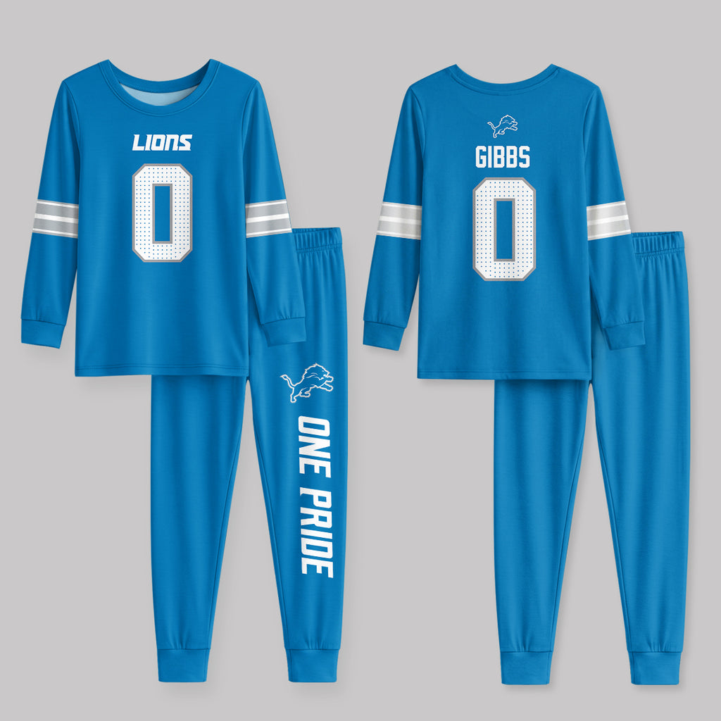 Detroit L. Football JG 0! Inspired Bamboo Two Piece Long Sleeve Pajama Set