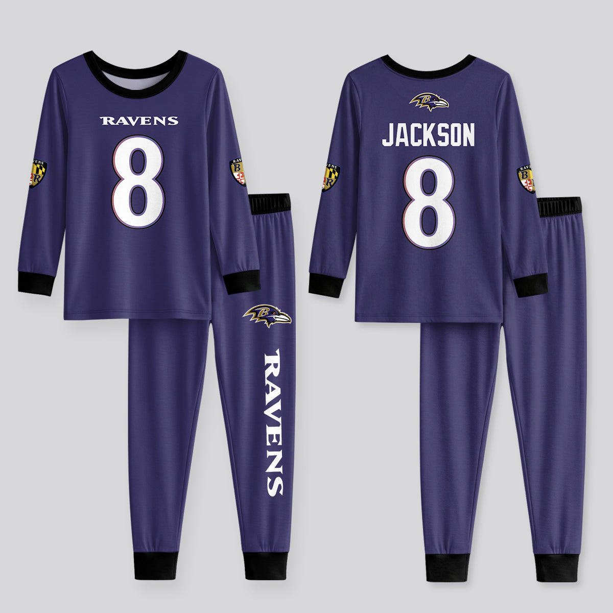 Baltimore RV Football JS 8! Inspired Bamboo Two Piece Long Sleeve Pajama Set