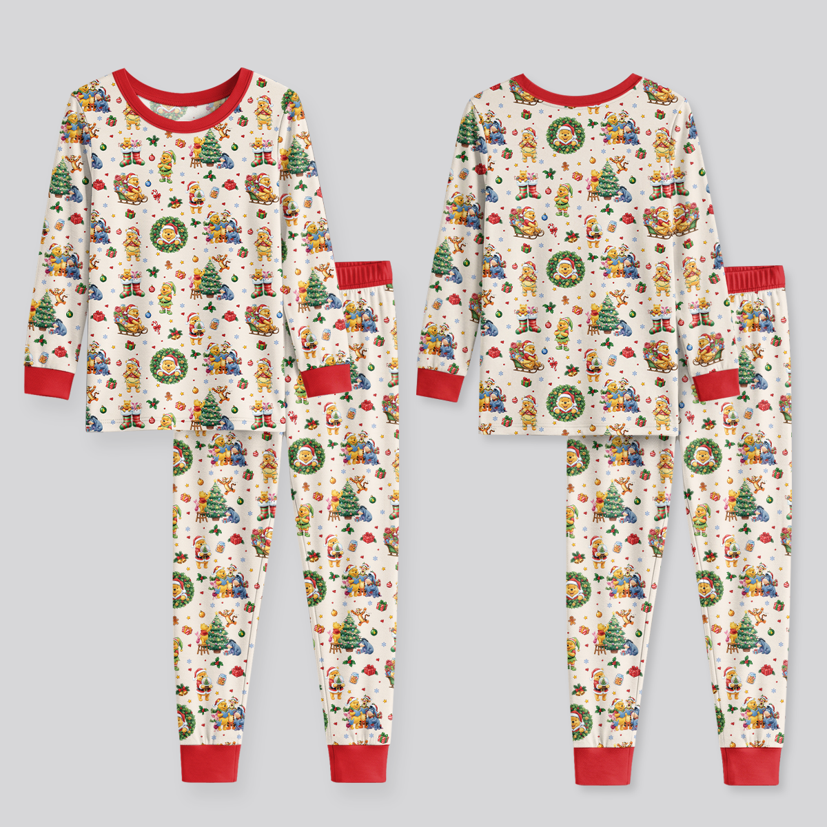 Merry Christmas Bear and Friends Bamboo Two Piece Long Sleeve Pajama Set