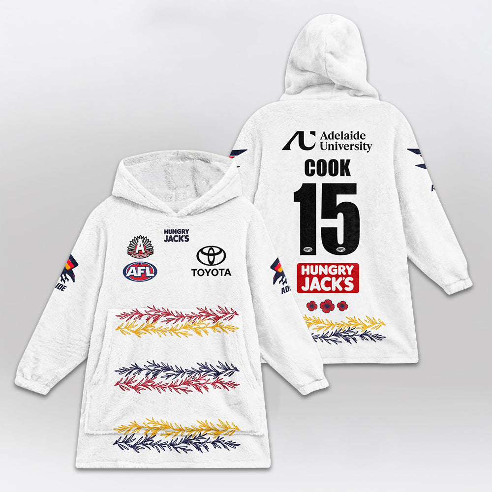 Adelaide Football 2026 White Cook 15 Blanket Hoodie