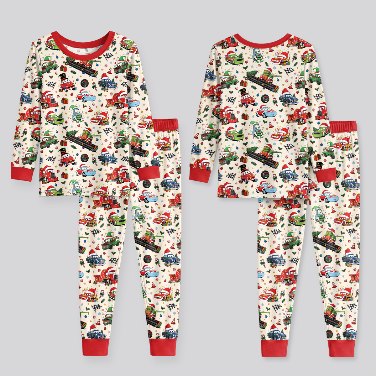 Merry Christmas Race Car Bamboo Two Piece Long Sleeve Pajama Set
