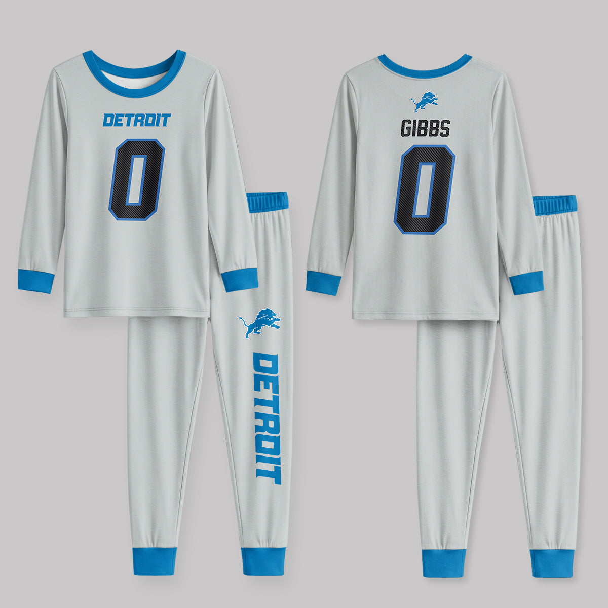 Detroit L. Football JG 0! Inspired Bamboo Two Piece Long Sleeve Pajama Set