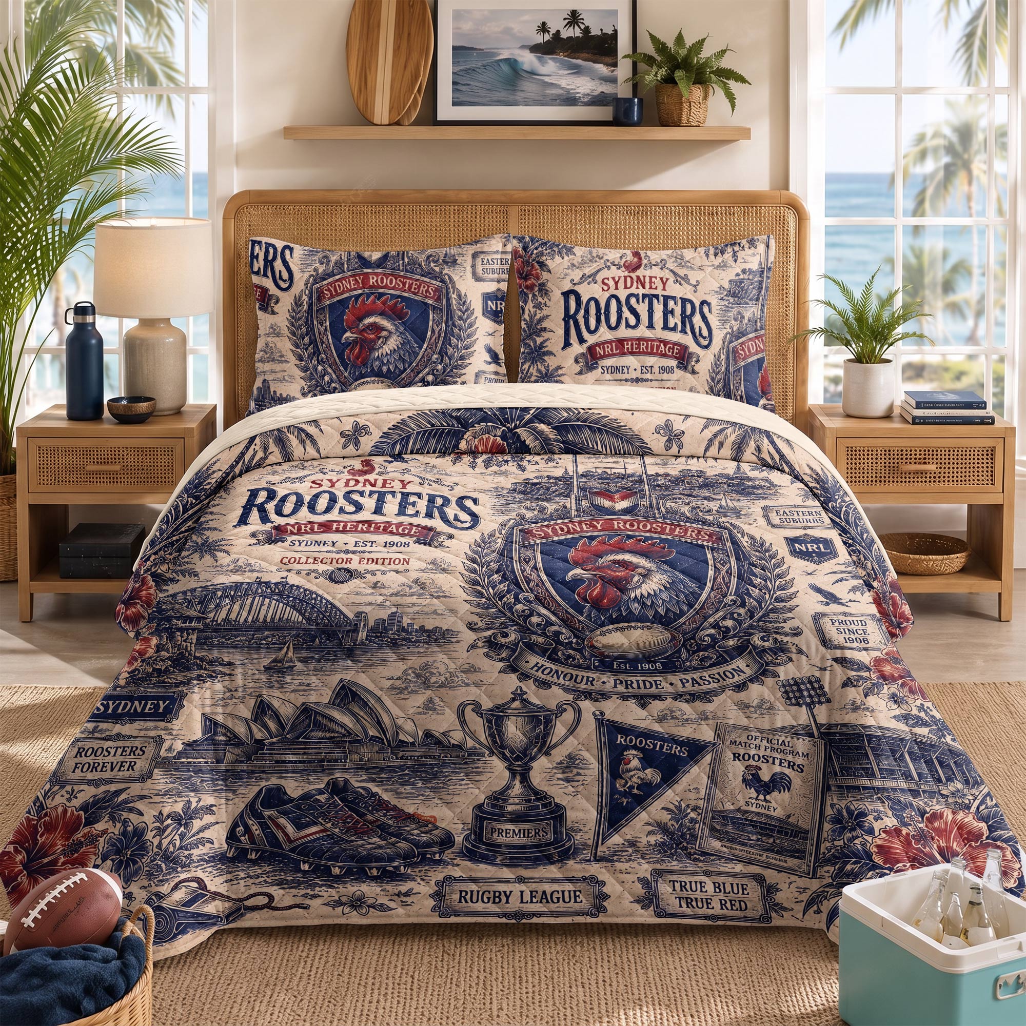 Roosters Bedding Set With Pillowcases